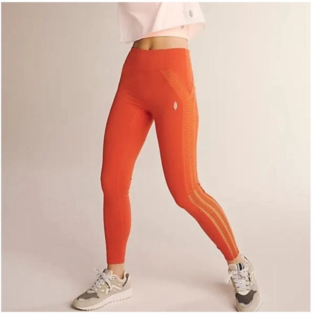 Free People Movement Desert Renegade Leggings SZ Small Mandarin Red NWT Athletic